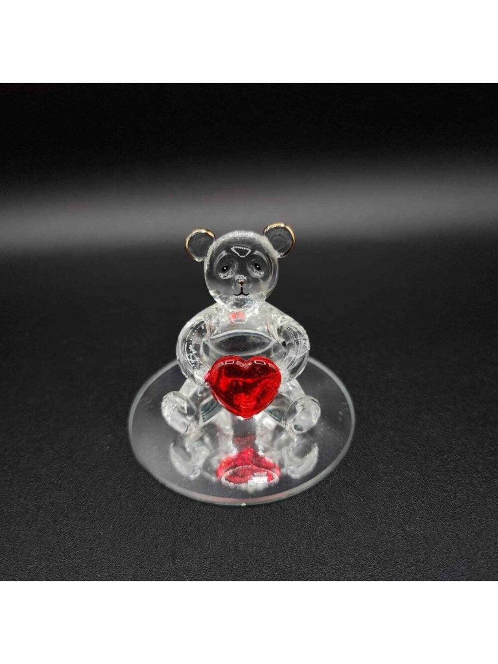 UG Blown Glass 22 Kt Gold Panda Bear Glass Figure With Mirror